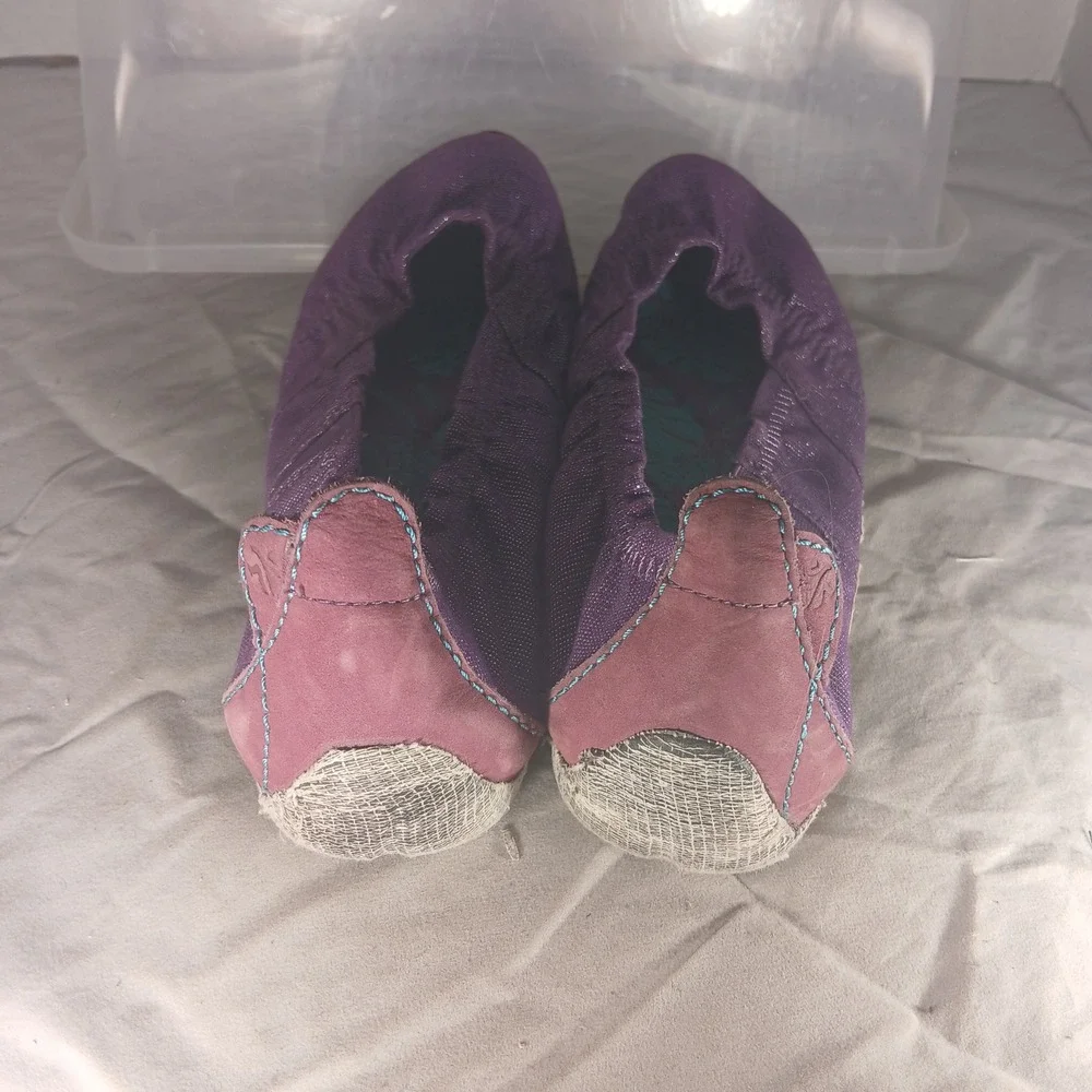 Koa Canvas Purple Metallic Ballet Flats Womens Size 8 Slip‎ On Shoes UW00723